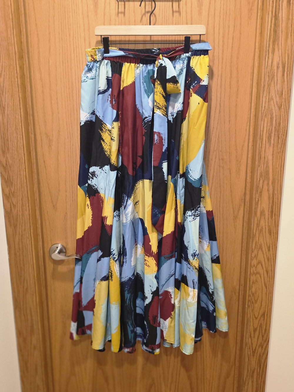 Ashley Stewart Multicolor Abstract Brushstroke Maxi Skirt